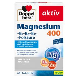 Doppelherz aktiv Magnesium 400mg +B1 + B6 + B12 + Folsäure Tabletten
