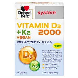 Doppelherz system Vitamin D3 2000 + K2 Vegan 